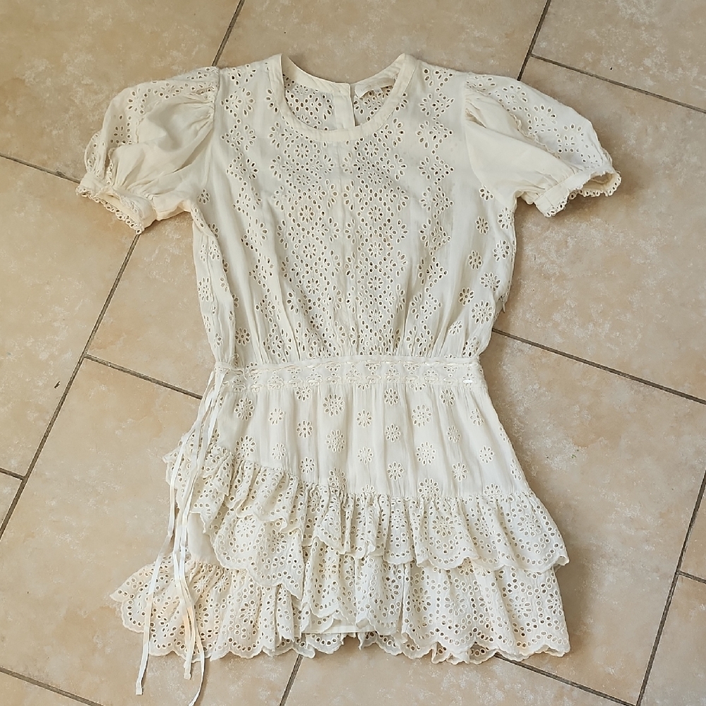 LoveShackFancy Cream Eyelet Dress